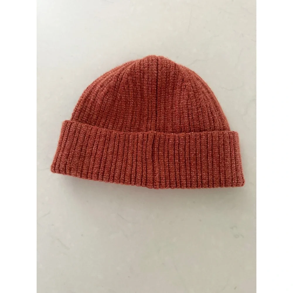 Universal Thread Rust Orange Ribbed Knit Cuffed Beanie Cotton Blend VN1140163